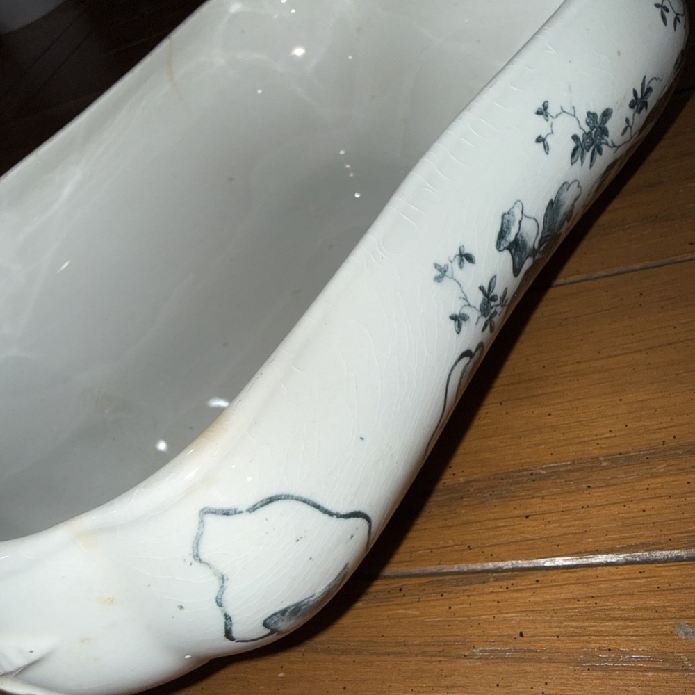 Turner's Tunstall England Antique Porcelain Tureen Blue White Vintage Server - Picture 6 of 14